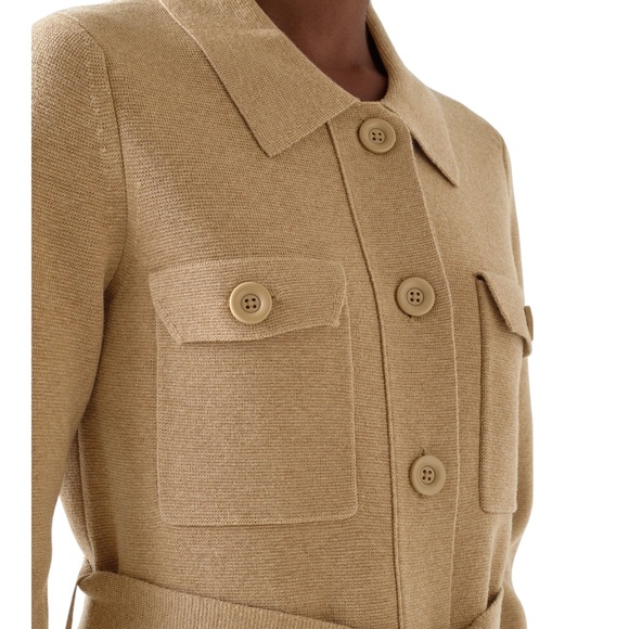 LK Bennett Miranda Camel Knit Belted Cardigan Sweater - M - Picture 4 of 16